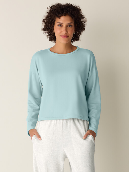 Cozy Brushed Terry Hug Round Neck Box-Top