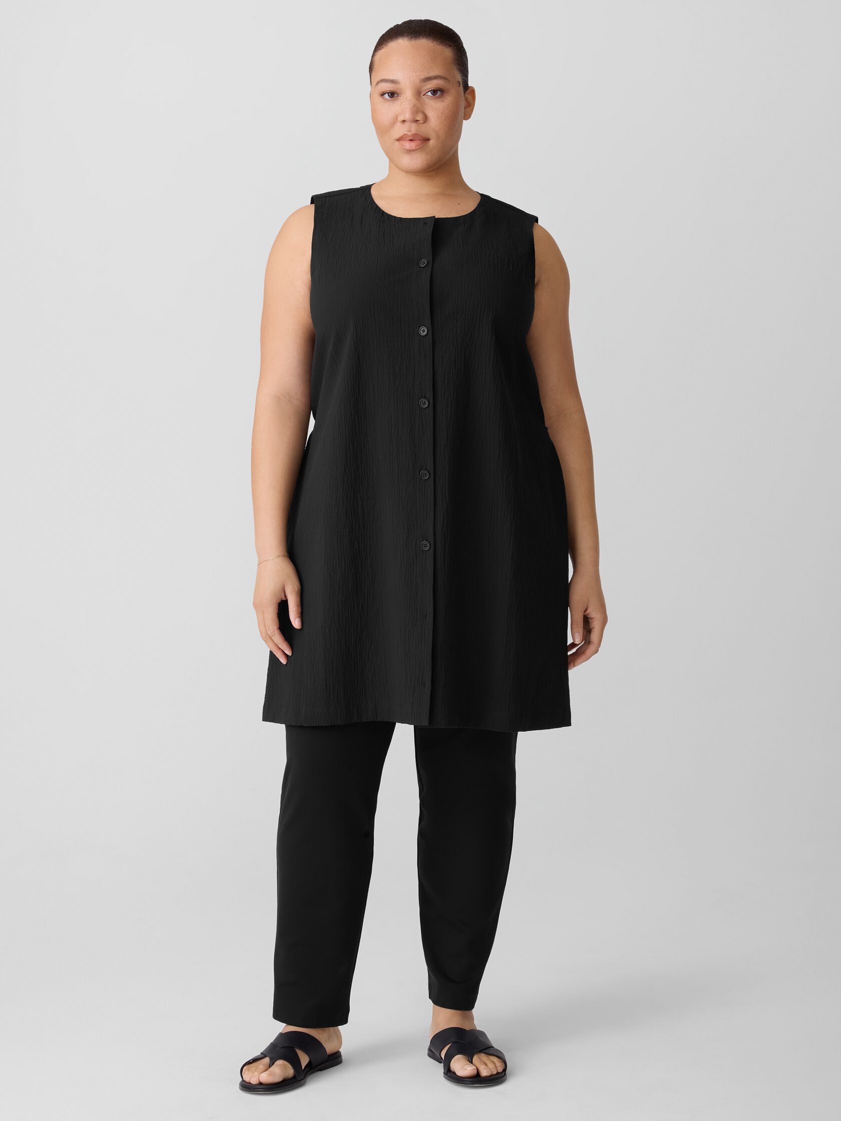 Organic Cotton Pucker Long Vest