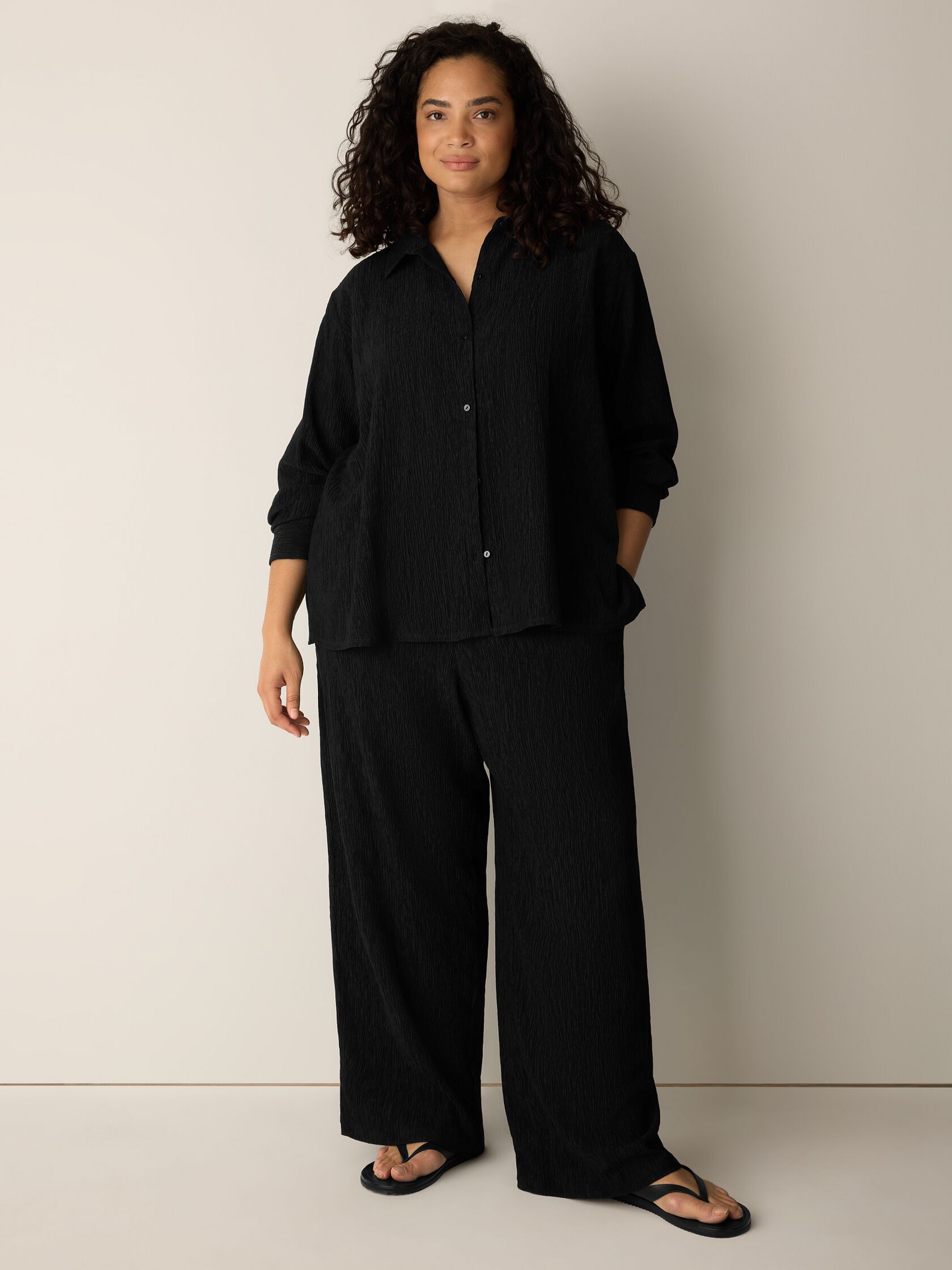 Woven Pliss&eacute; Classic Collar Shirt