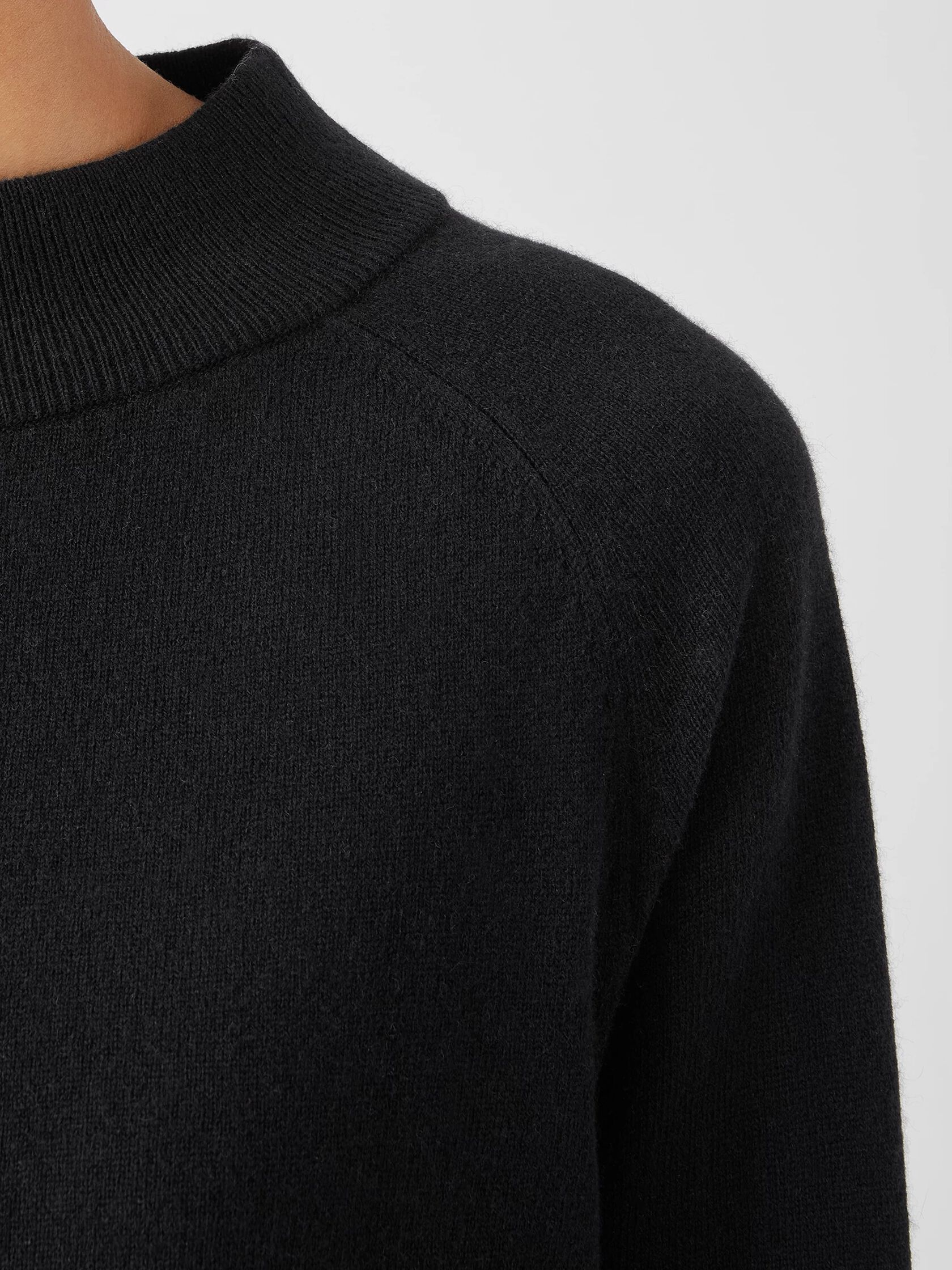Recycled Cashmere Wool Mock Neck Box-Top