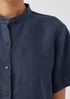 Washed Organic Linen Délavé Band Collar Shirt