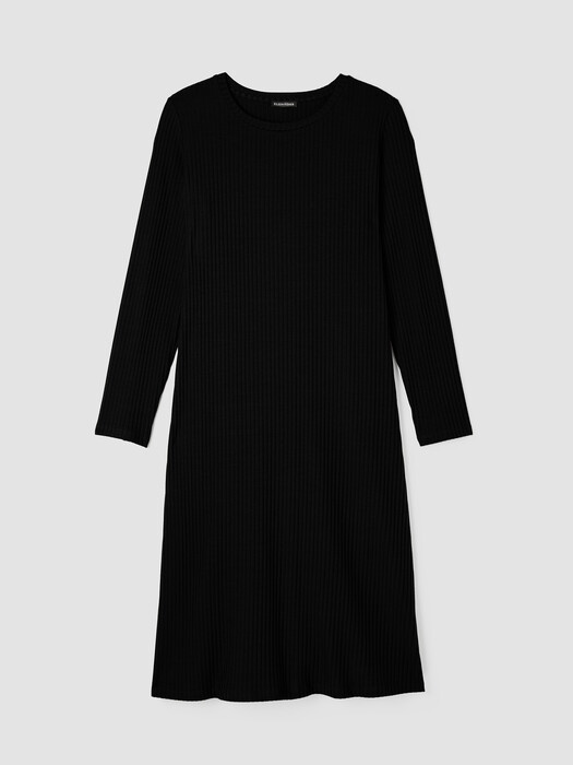 Textured Stretch Rib Crew Neck Dress