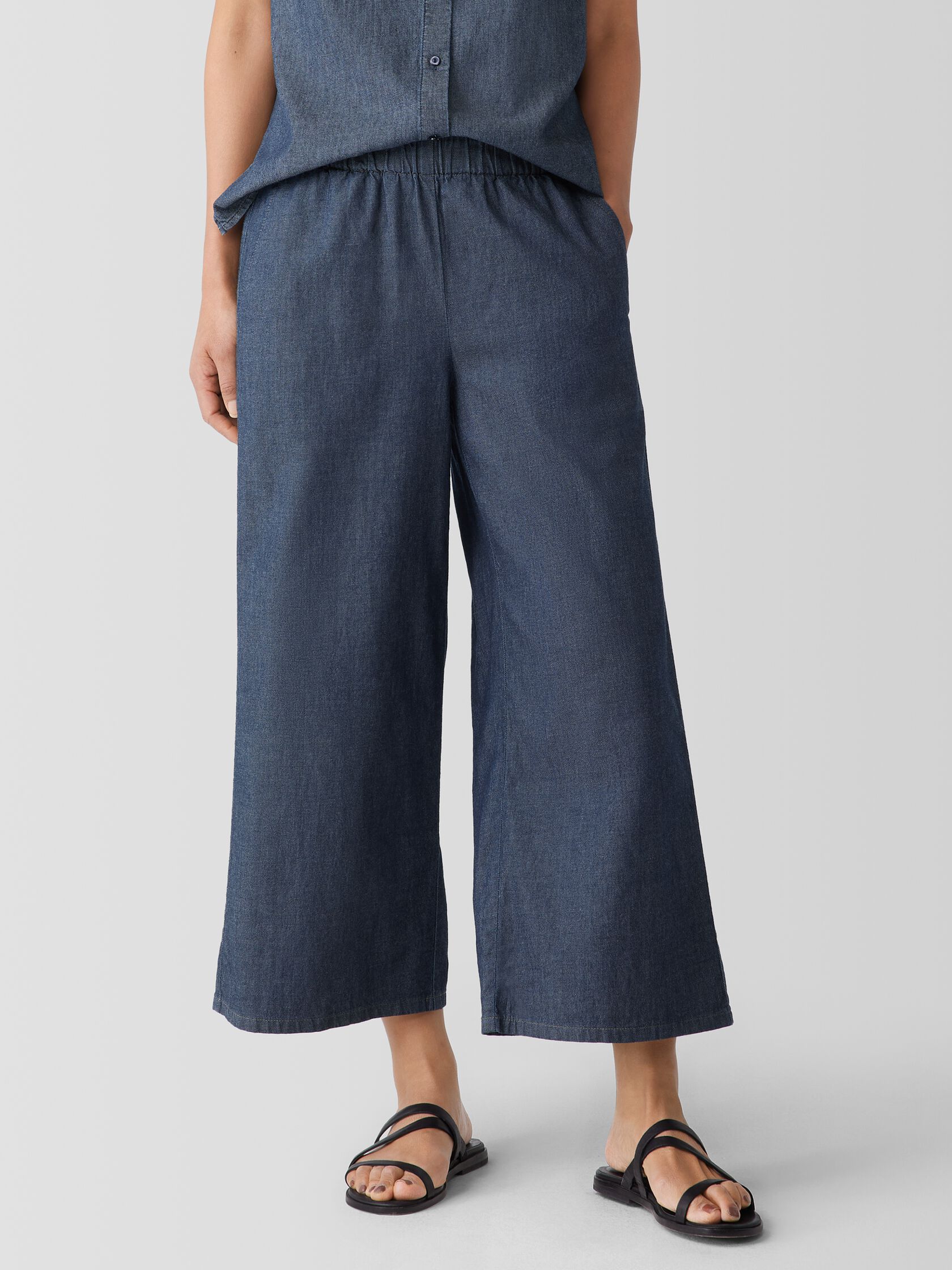Airy Organic Cotton Twill Wide-Leg Pant