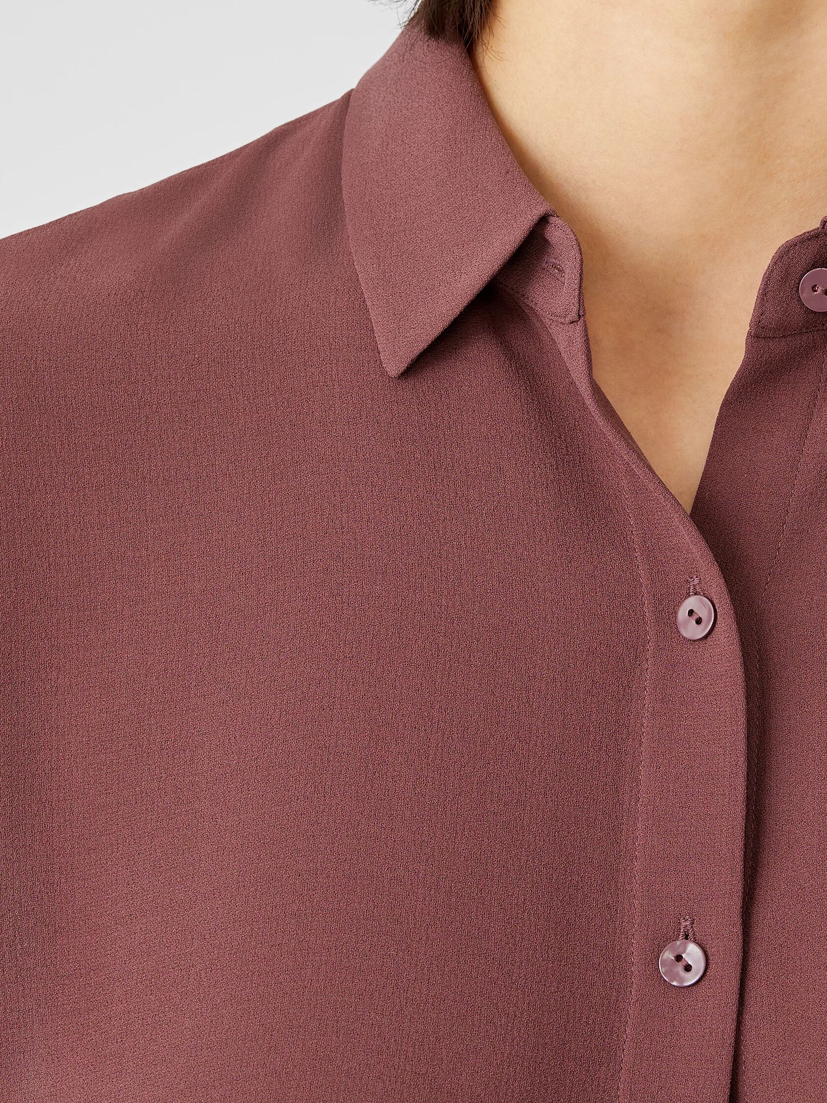 Silk Georgette Crepe Classic Collar Shirt