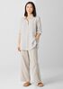 Puckered Organic Linen Stripe Classic Collar Shirt