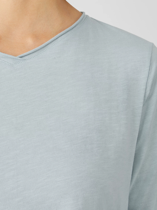 Organic Cotton Slub Jersey V-Neck Top