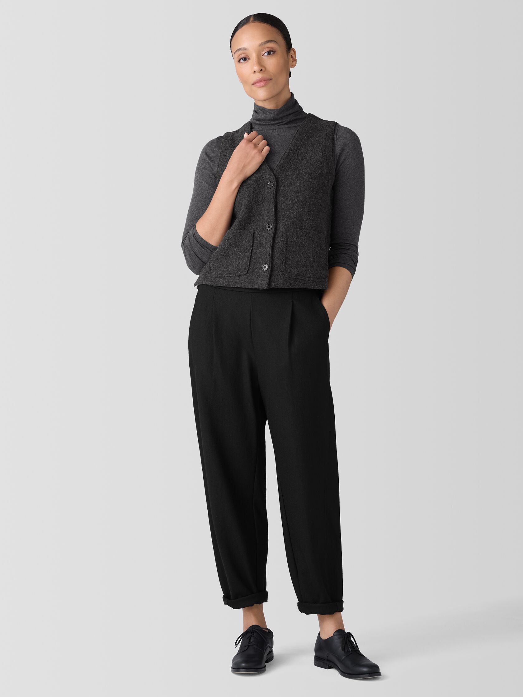 Lightweight Boiled Wool Vest in Regenerative Wool