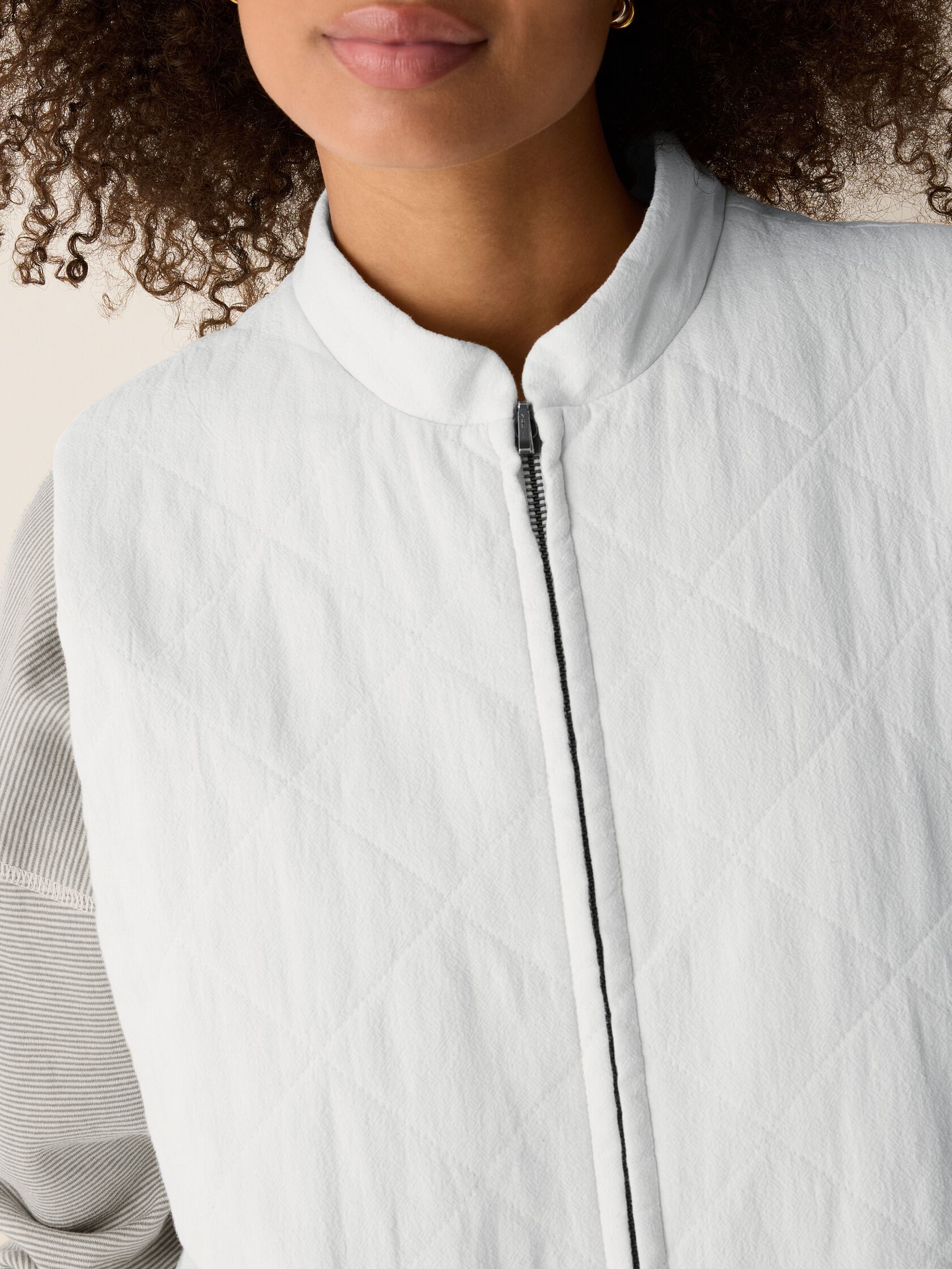 Organic Linen Cotton Crepe Quilted Vest