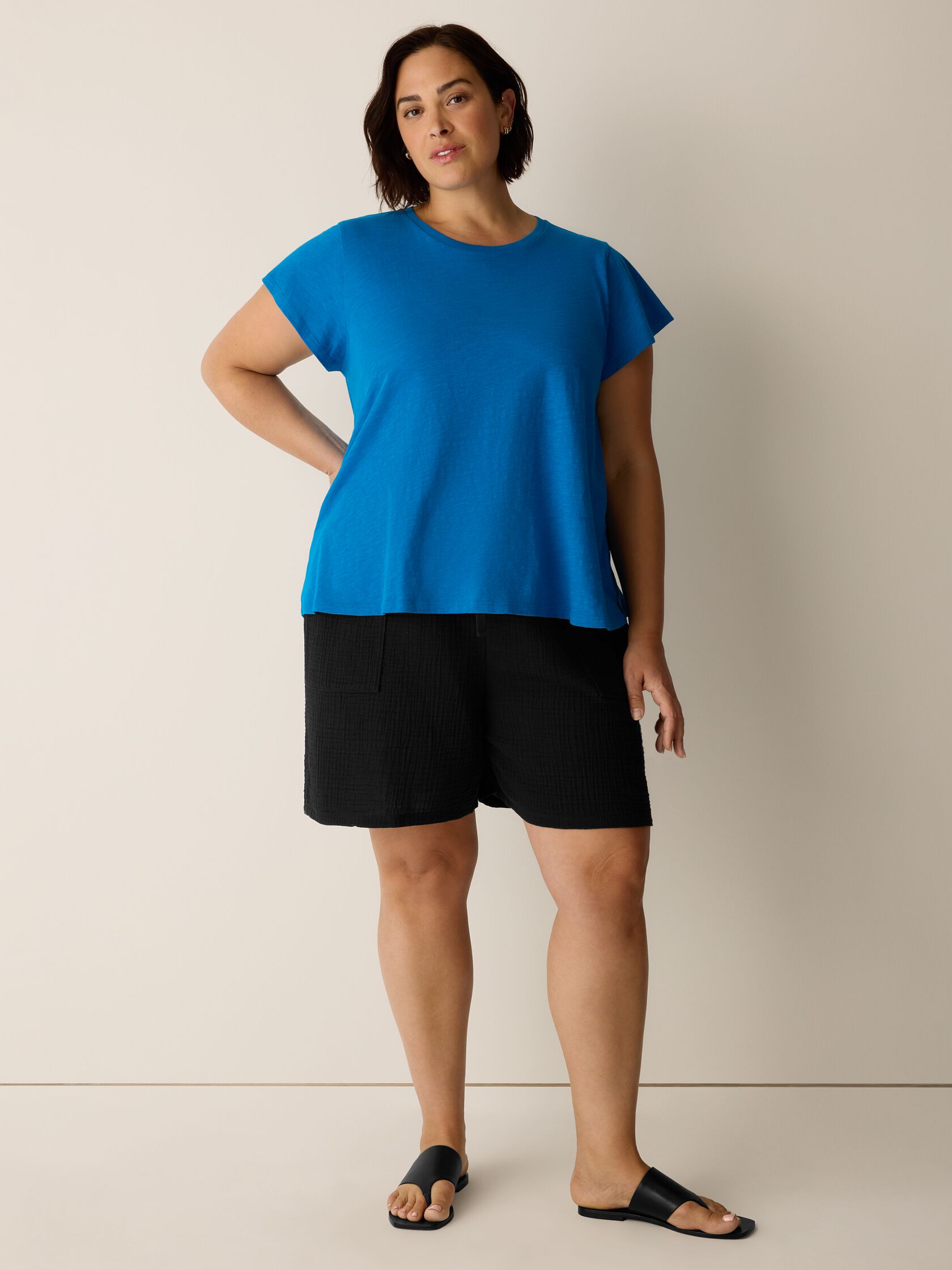 Organic Cotton Slubby Jersey Crew Neck Tee