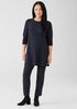Stretch Jersey Knit Crew Neck Long Top