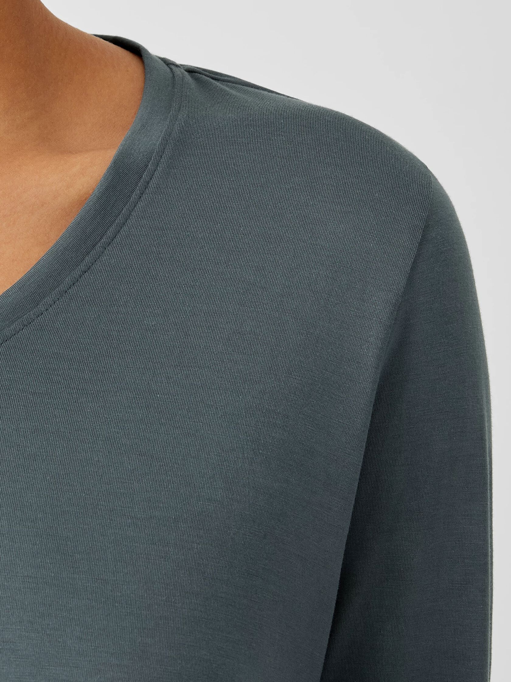 Organic Pima Cotton Jersey V-Neck Top