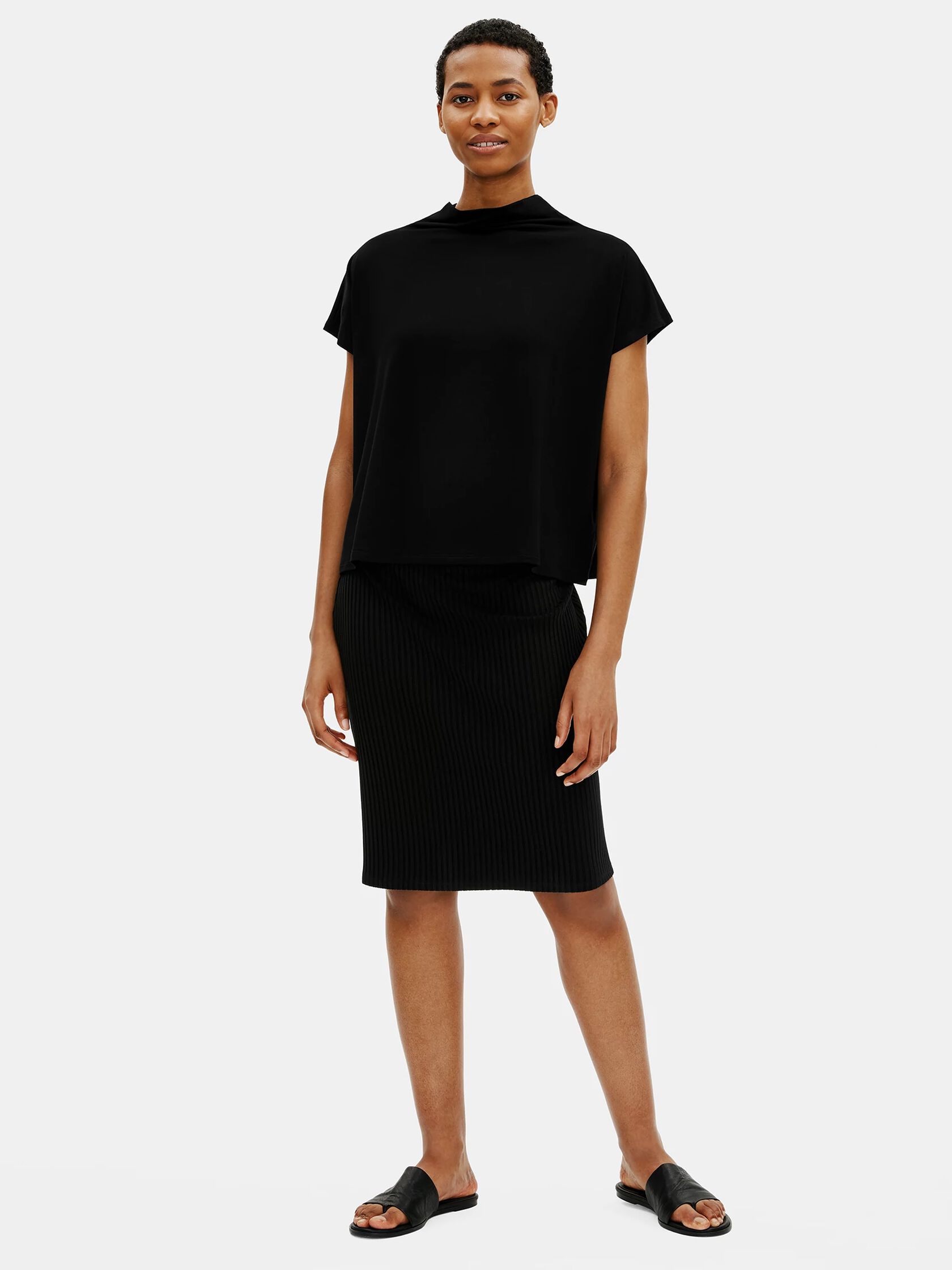 Textured Stretch Rib Pencil Skirt