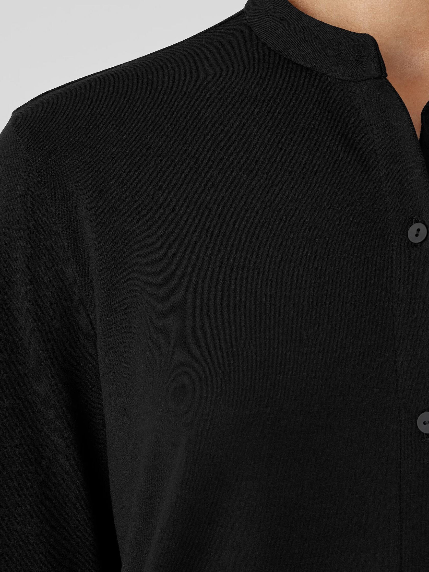 Stretch Jersey Knit Band Collar Shirt