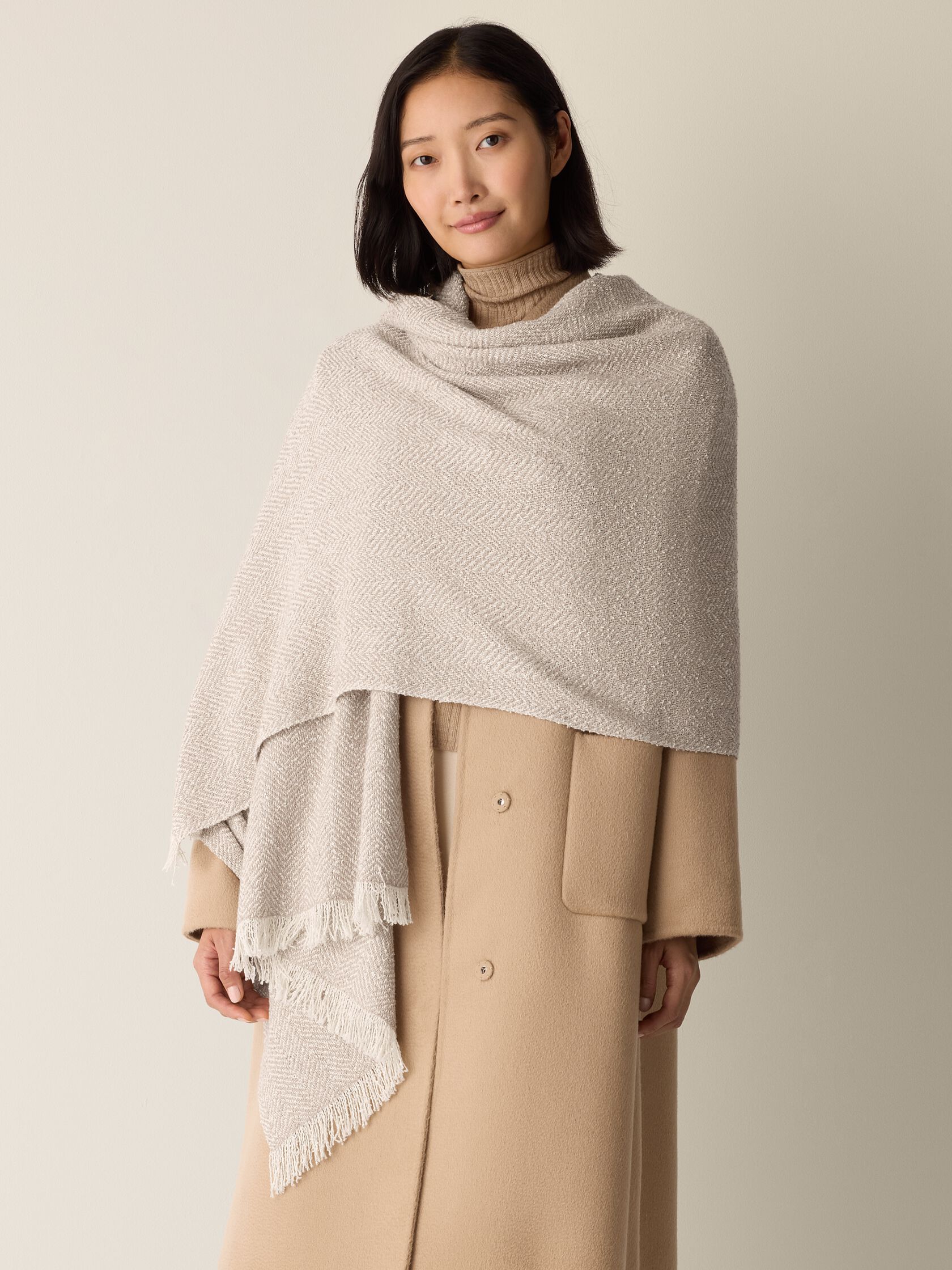 Handloomed Organic Cotton Herringbone Scarf