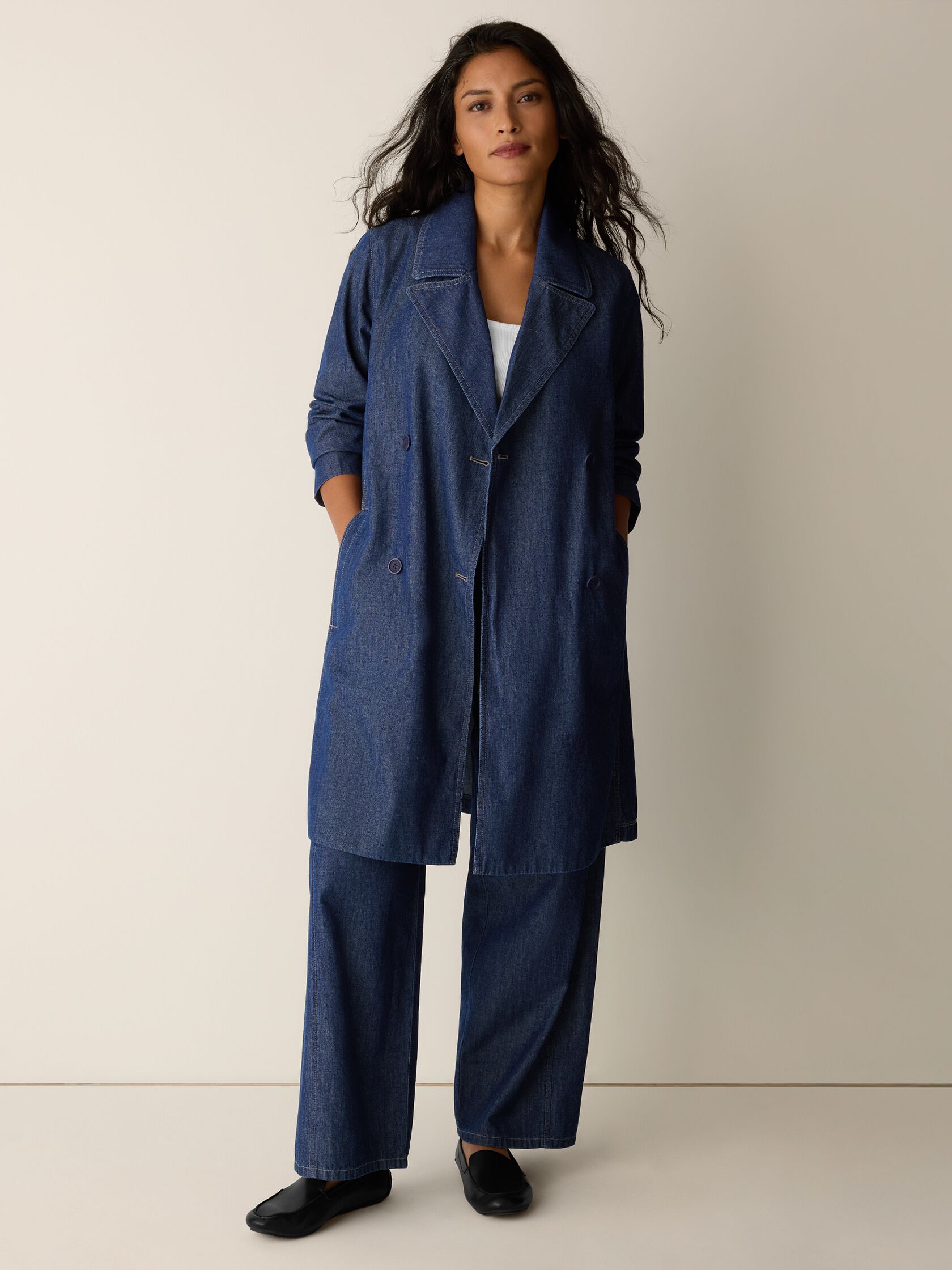 Lightweight Organic Cotton Denim Trench Coat