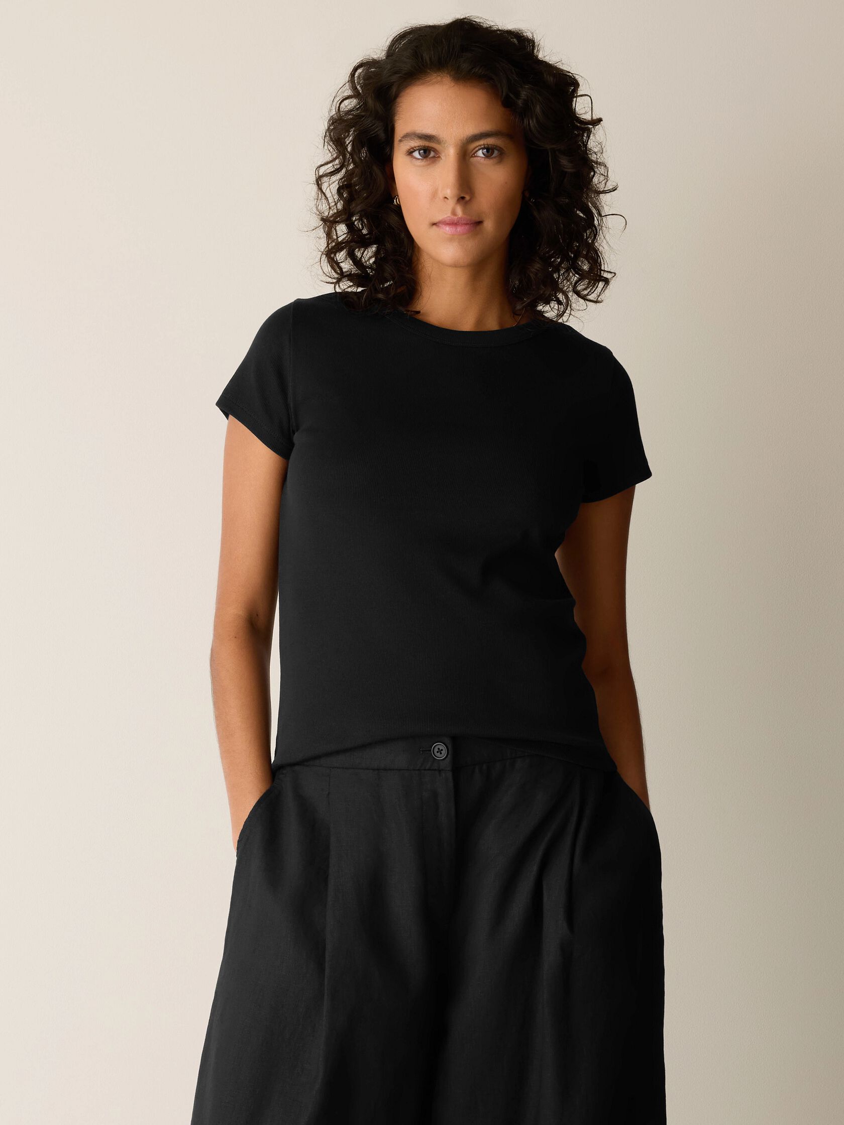 Organic Cotton Stretch Rib Crew Neck Tee