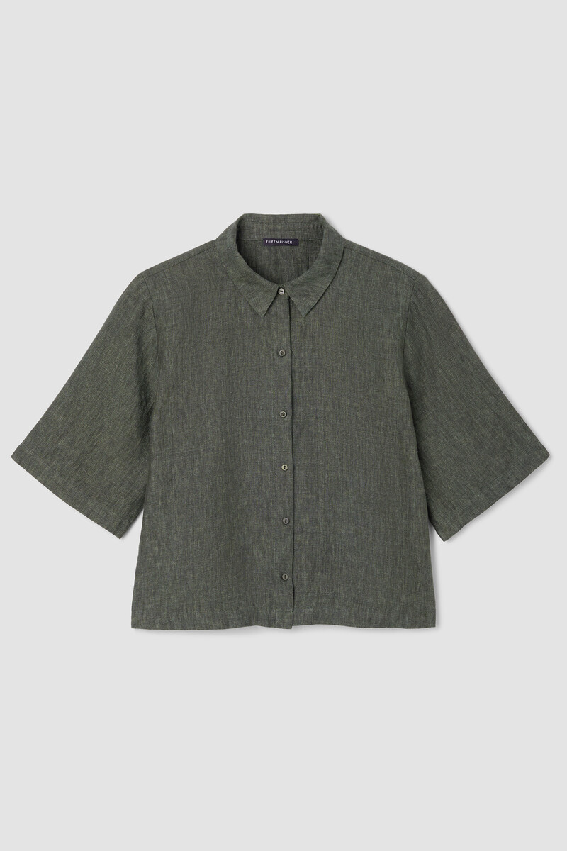Washed Organic Linen Délavé Elbow-Sleeve Top Washed Organic Linen Délavé Elbow-Sleeve Top