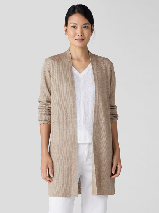 Organic Linen Délavé Rib Long Cardigan
