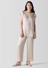 Striated Silk Satin Straight Pant