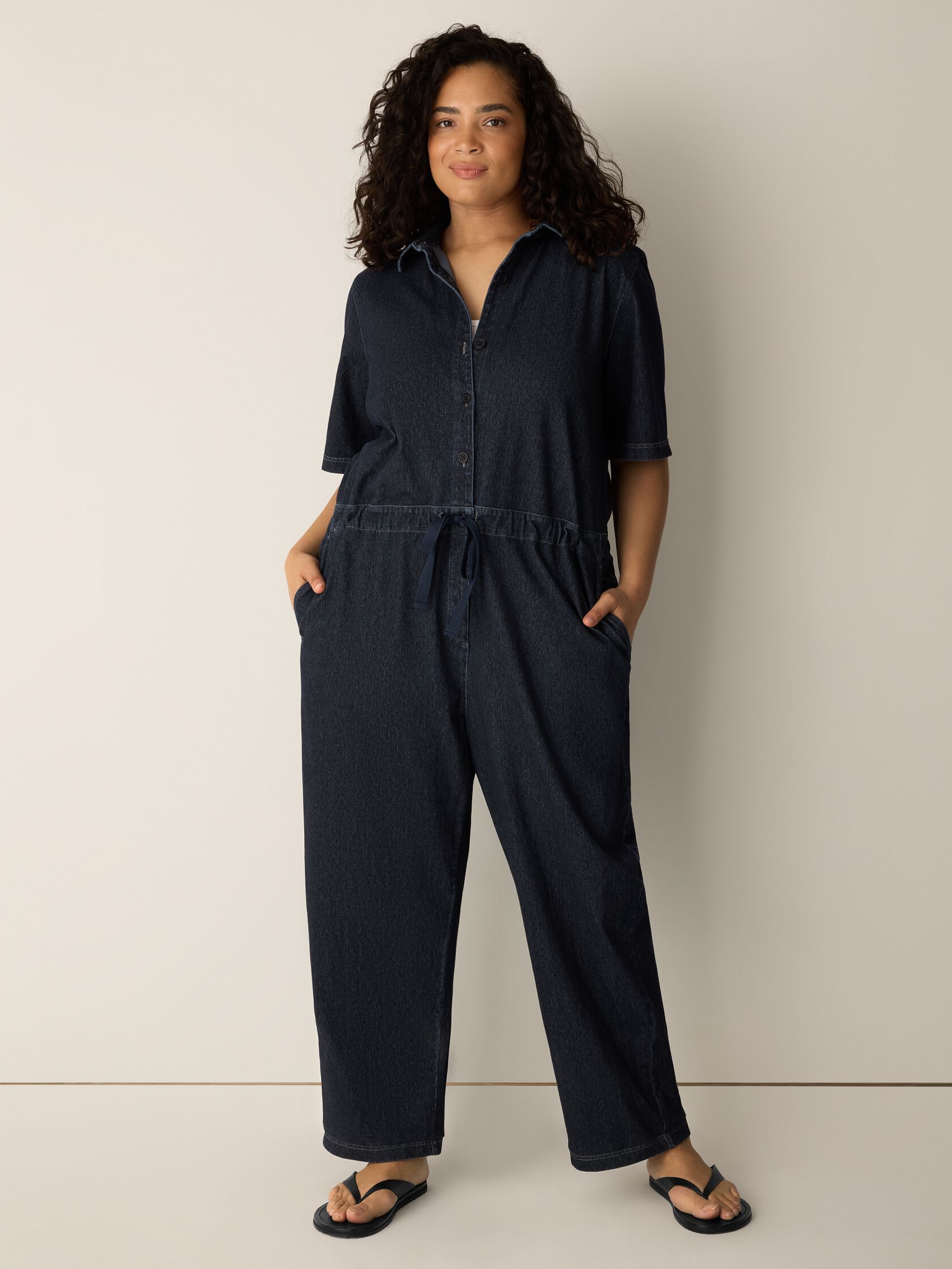 Cotton Indigo Knit Jumpsuit