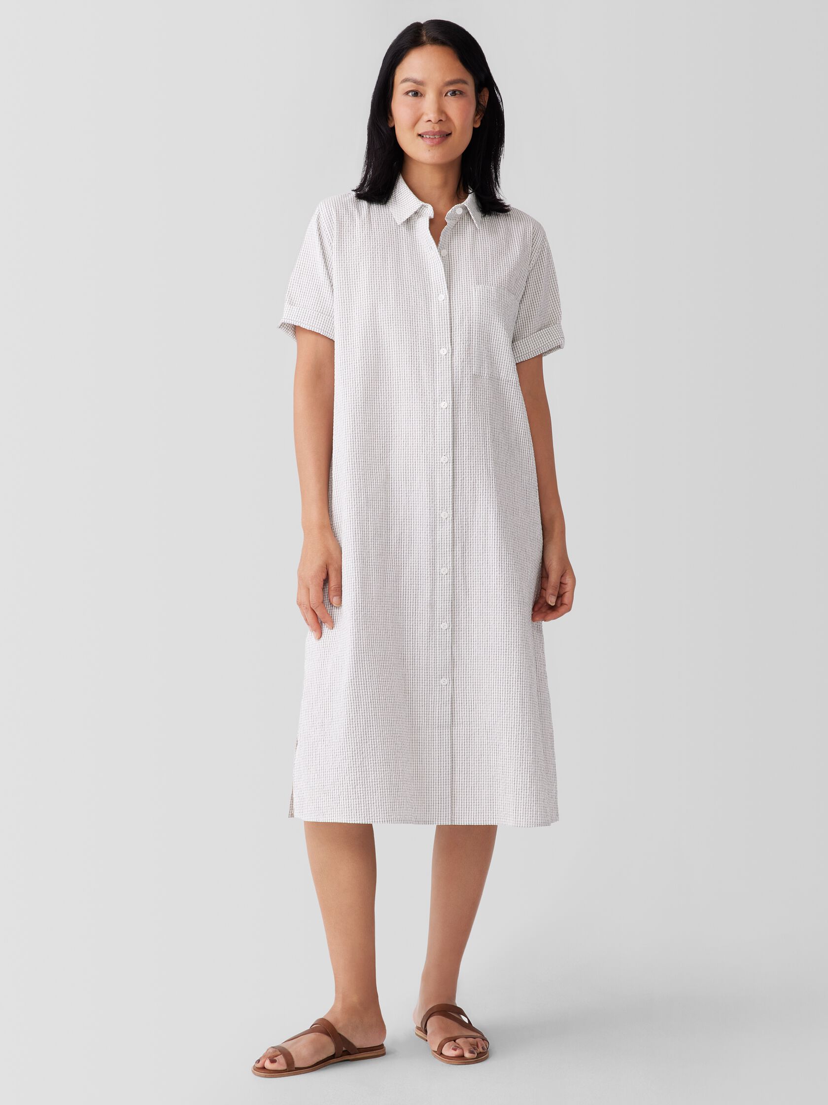 Organic Cotton Ripple Checkered Shirtdress