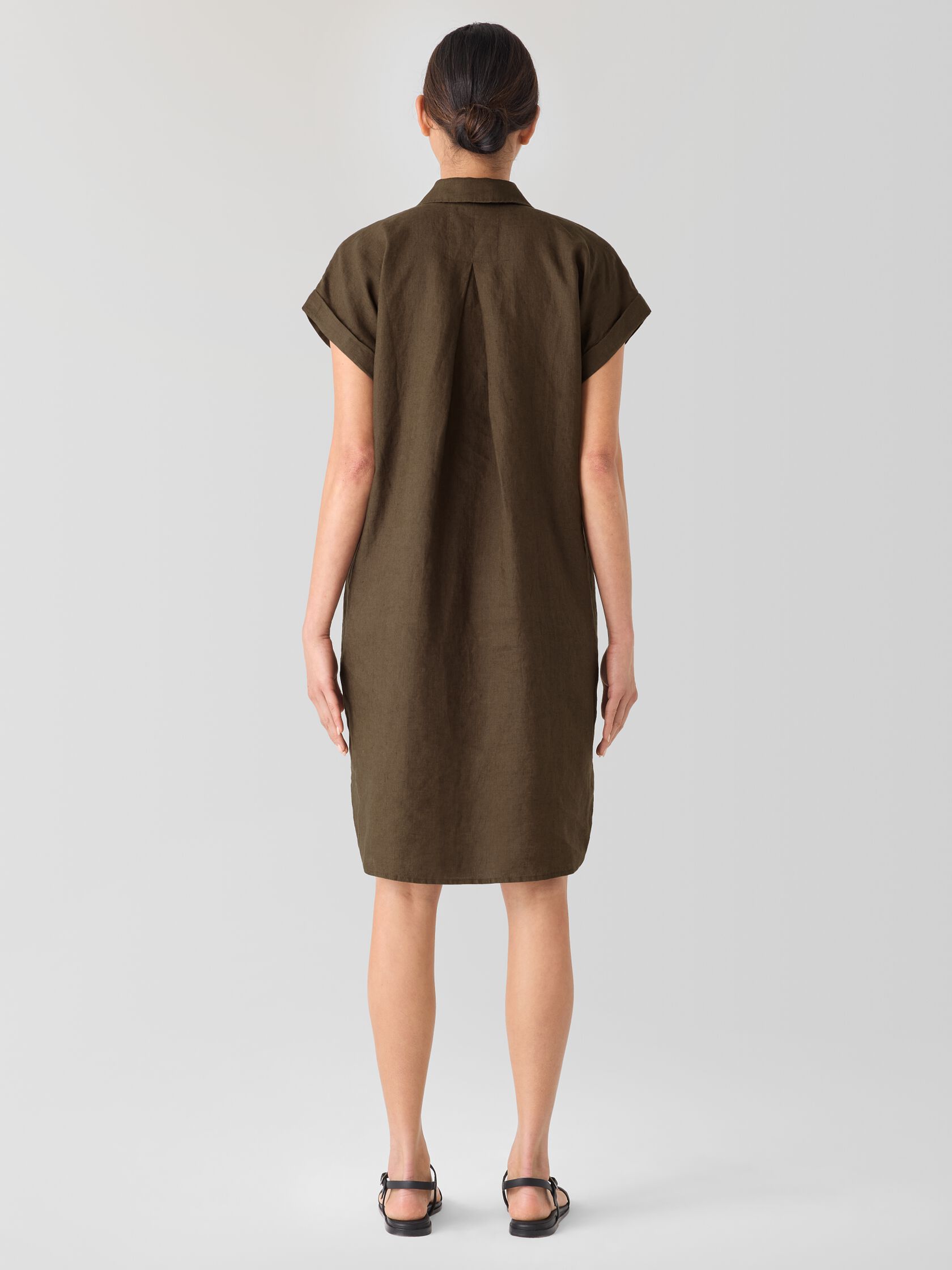 Organic Linen Notch Collar Dress