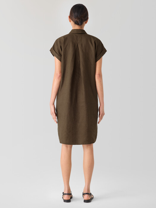 Organic Linen Notch Collar Dress