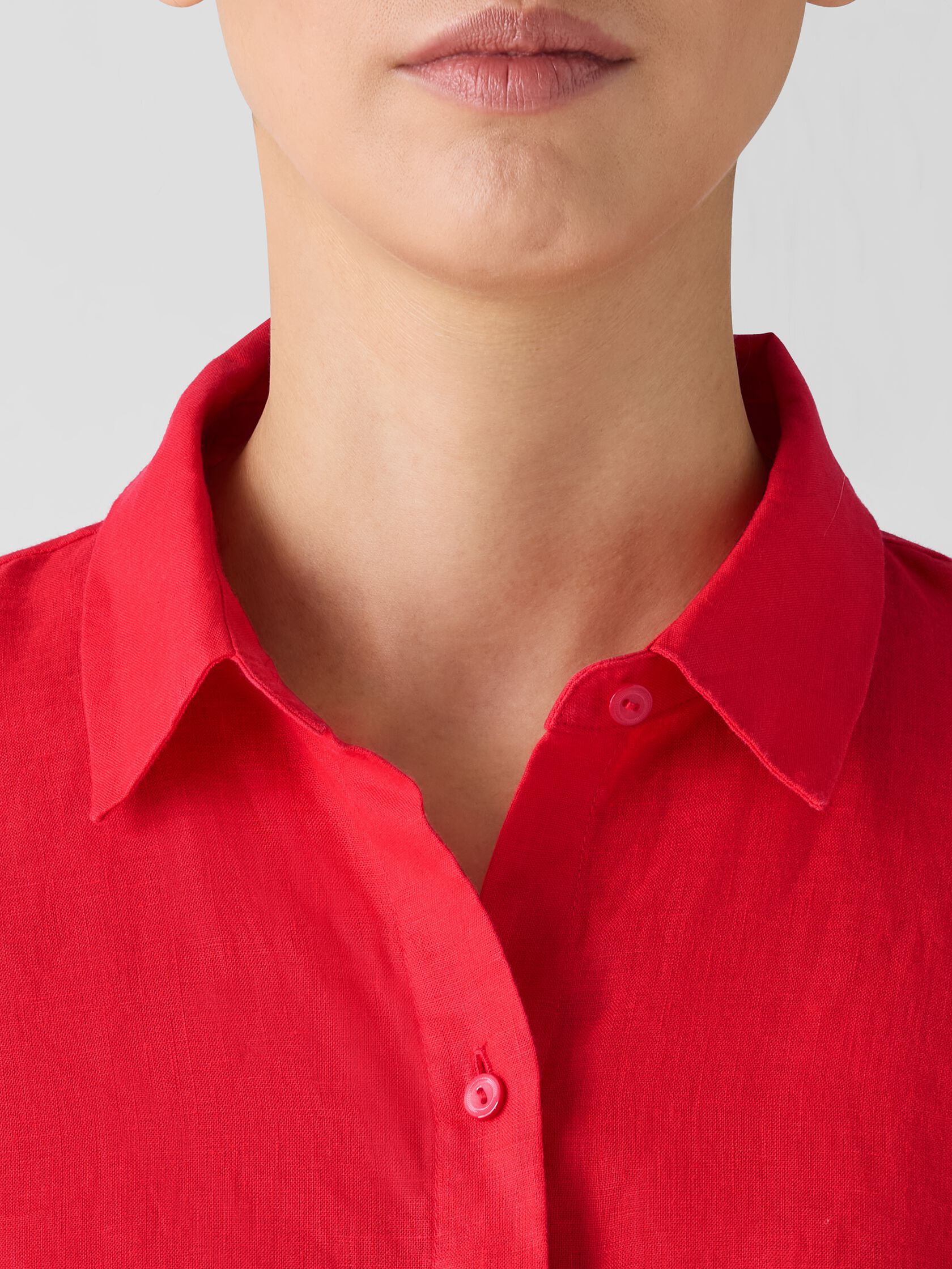 Organic Handkerchief Linen Classic Collar Short Shirt