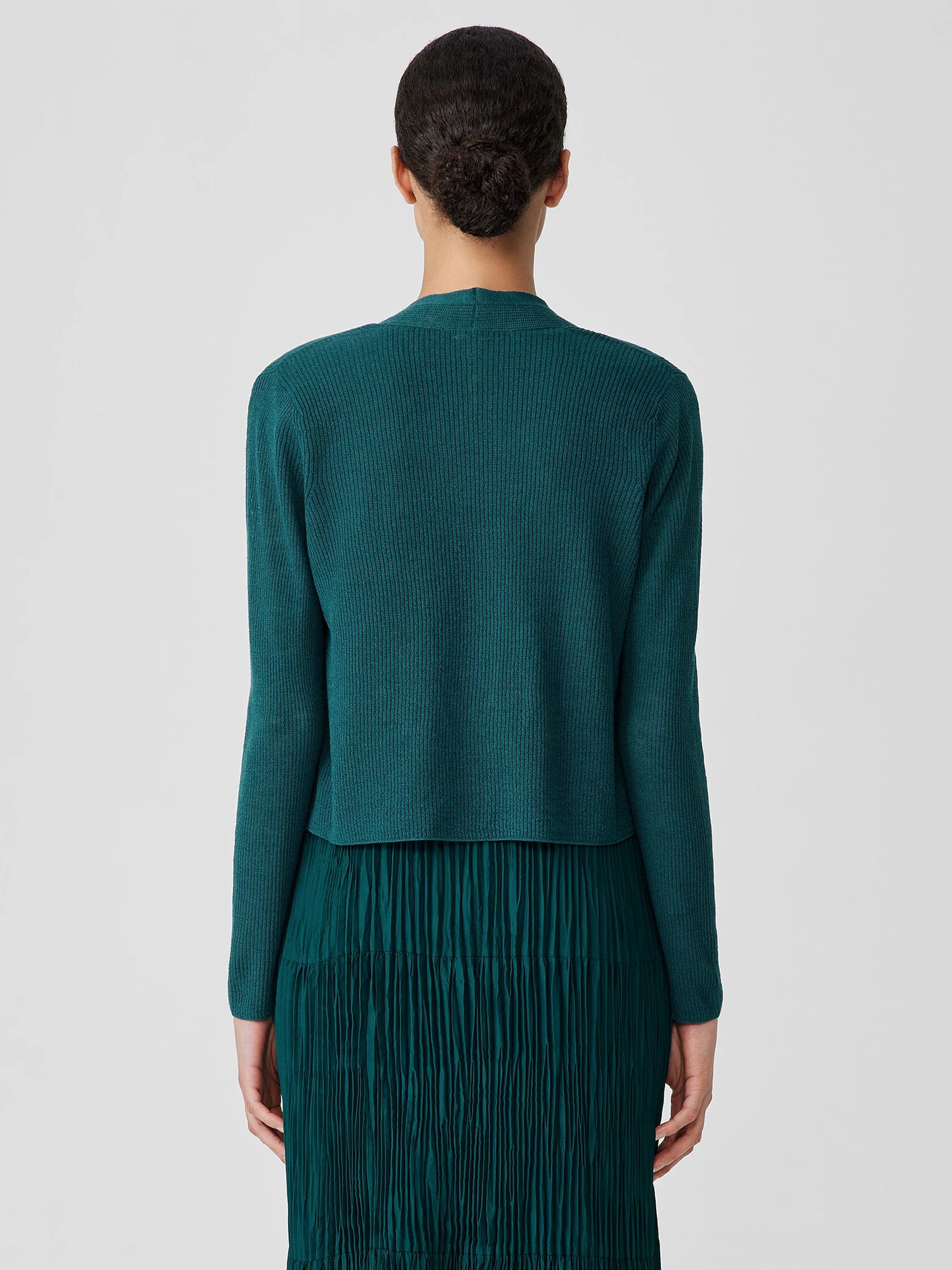 Organic Linen Cotton Airy Tuck Cropped Cardigan