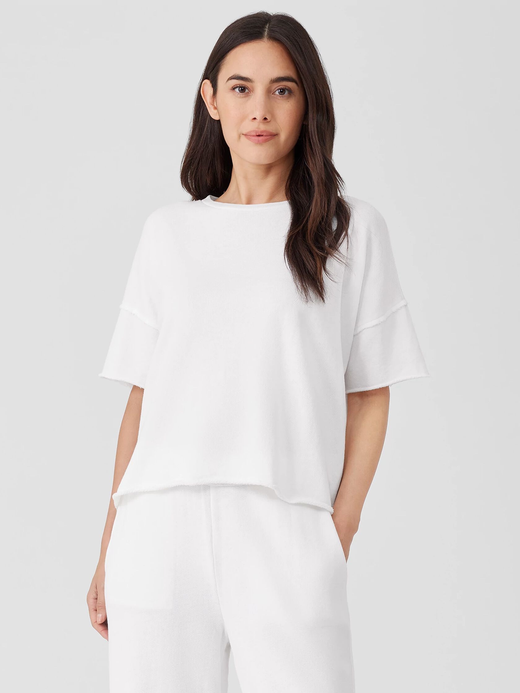 Lightweight Organic Cotton Terry Crew Neck Top