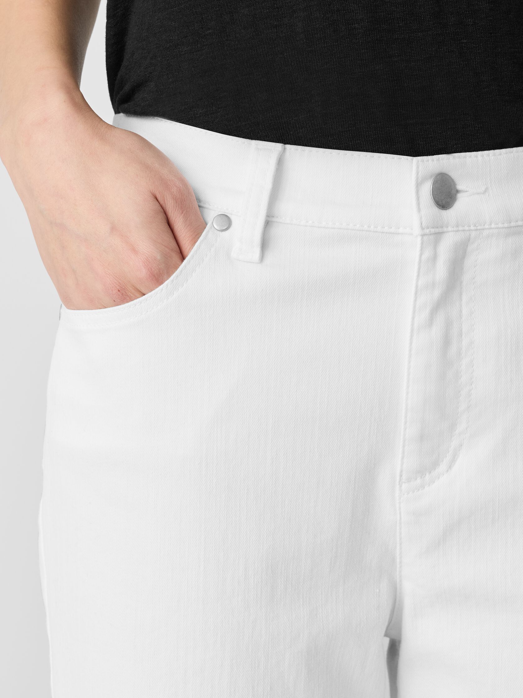 Garment-Dyed Organic Cotton Denim Cropped Jean