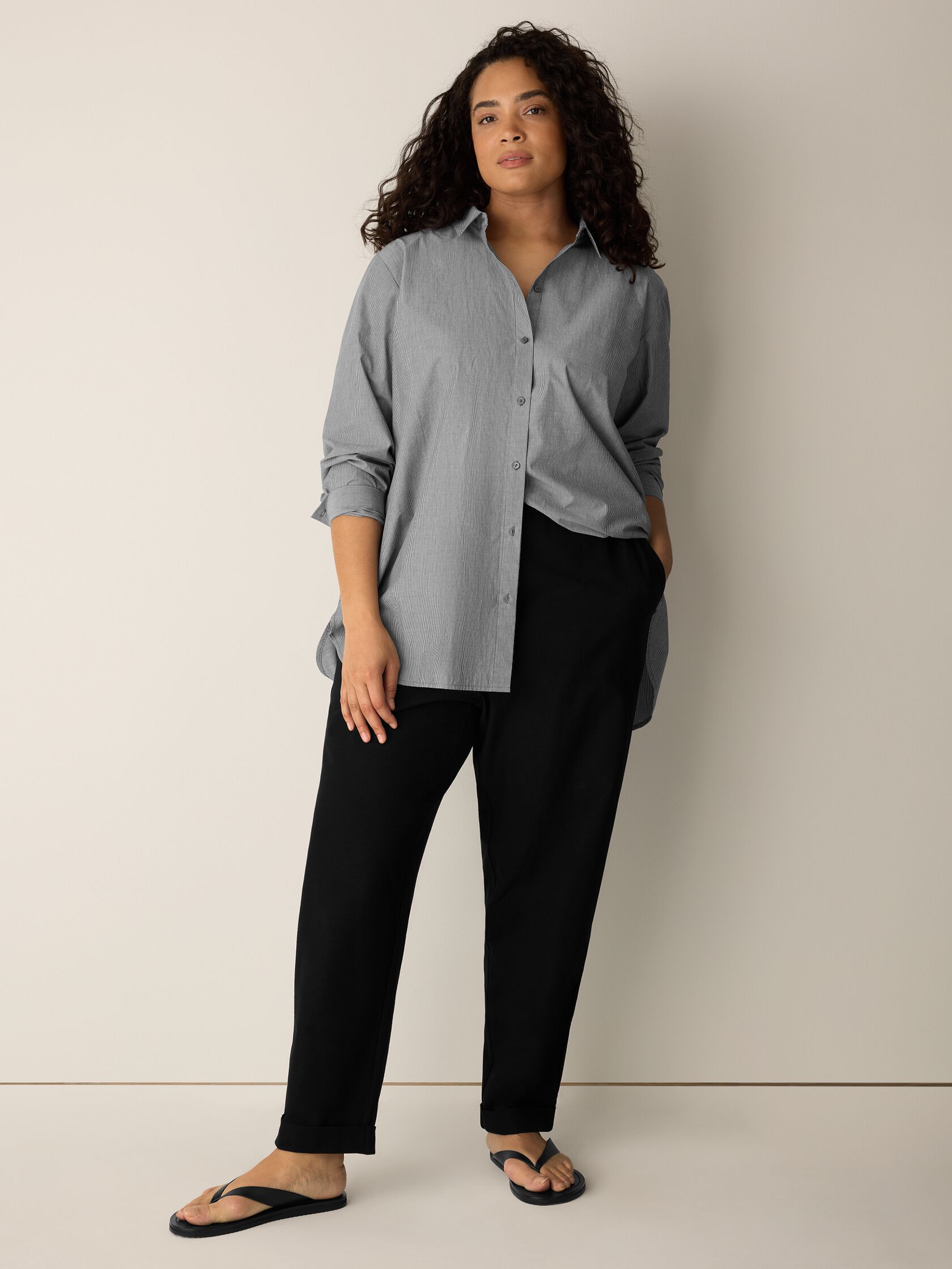 Washable Stretch Crepe Cuffed Pant