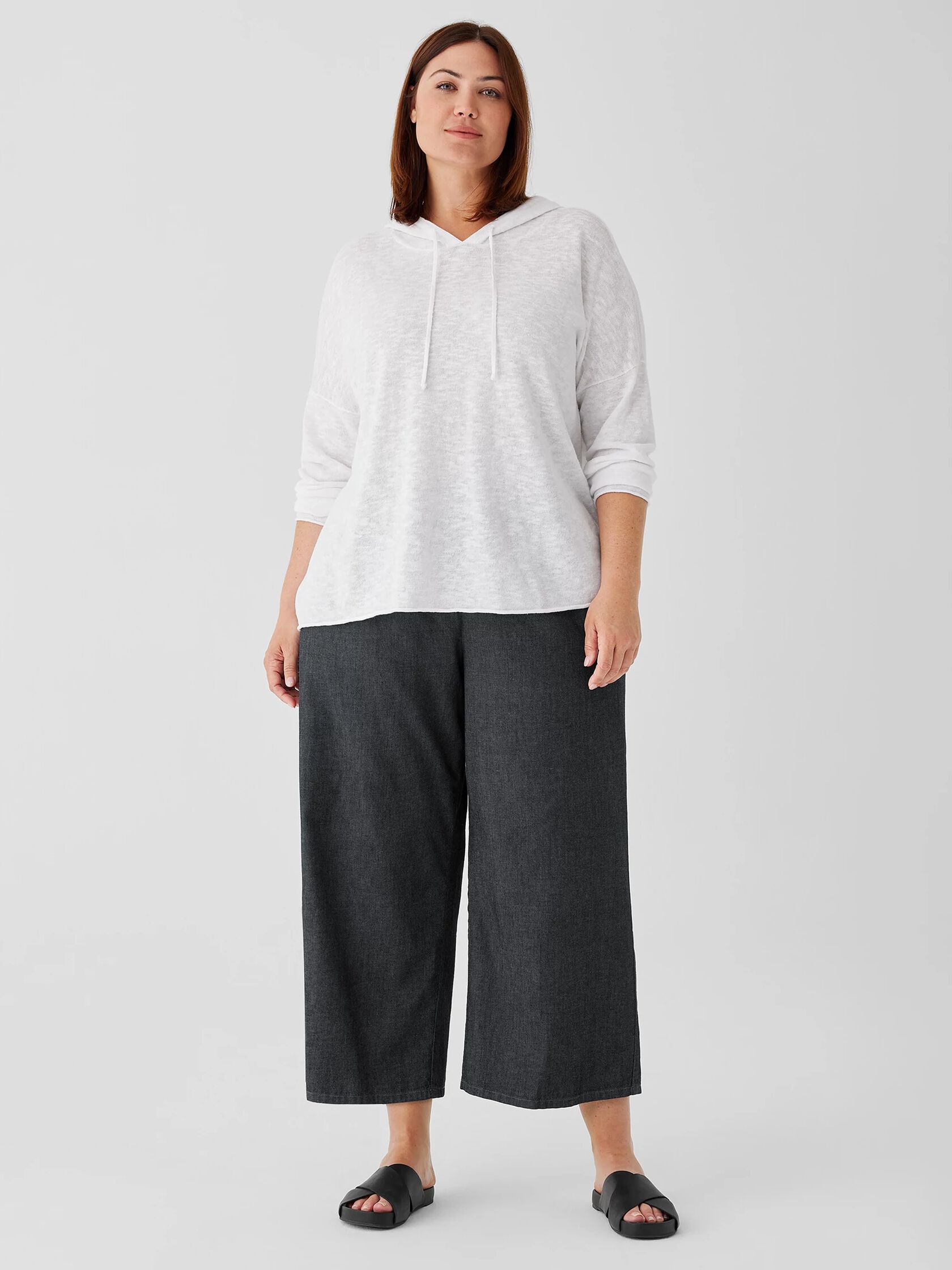 Organic Linen Cotton Slub Hooded Top
