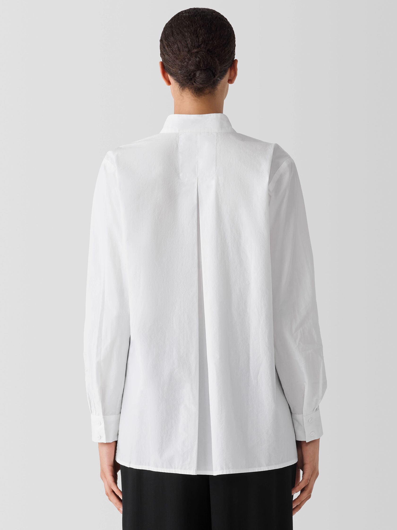 Washed Organic Cotton Poplin Stand Collar Top