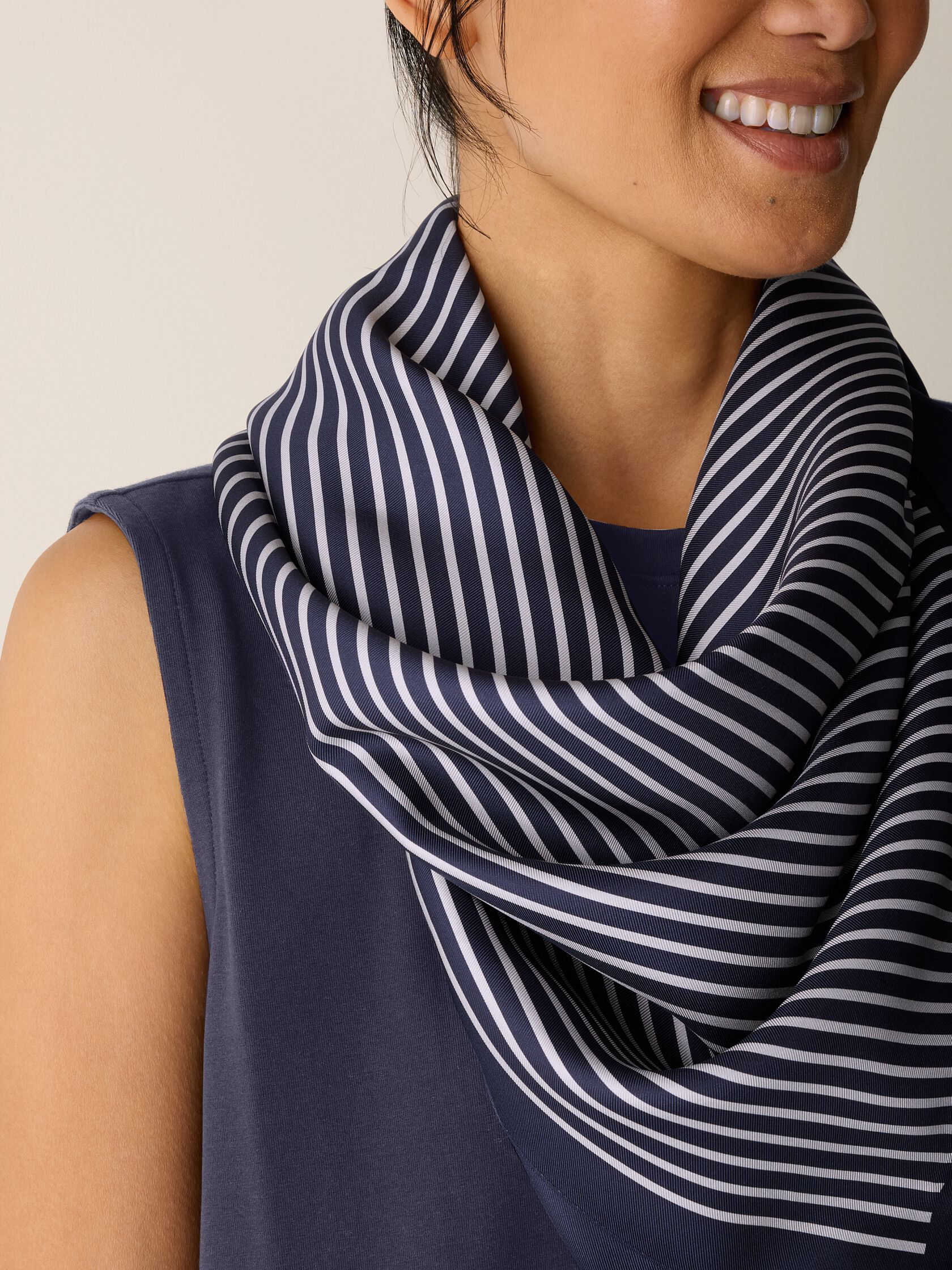 Striped Silk Twill Scarf