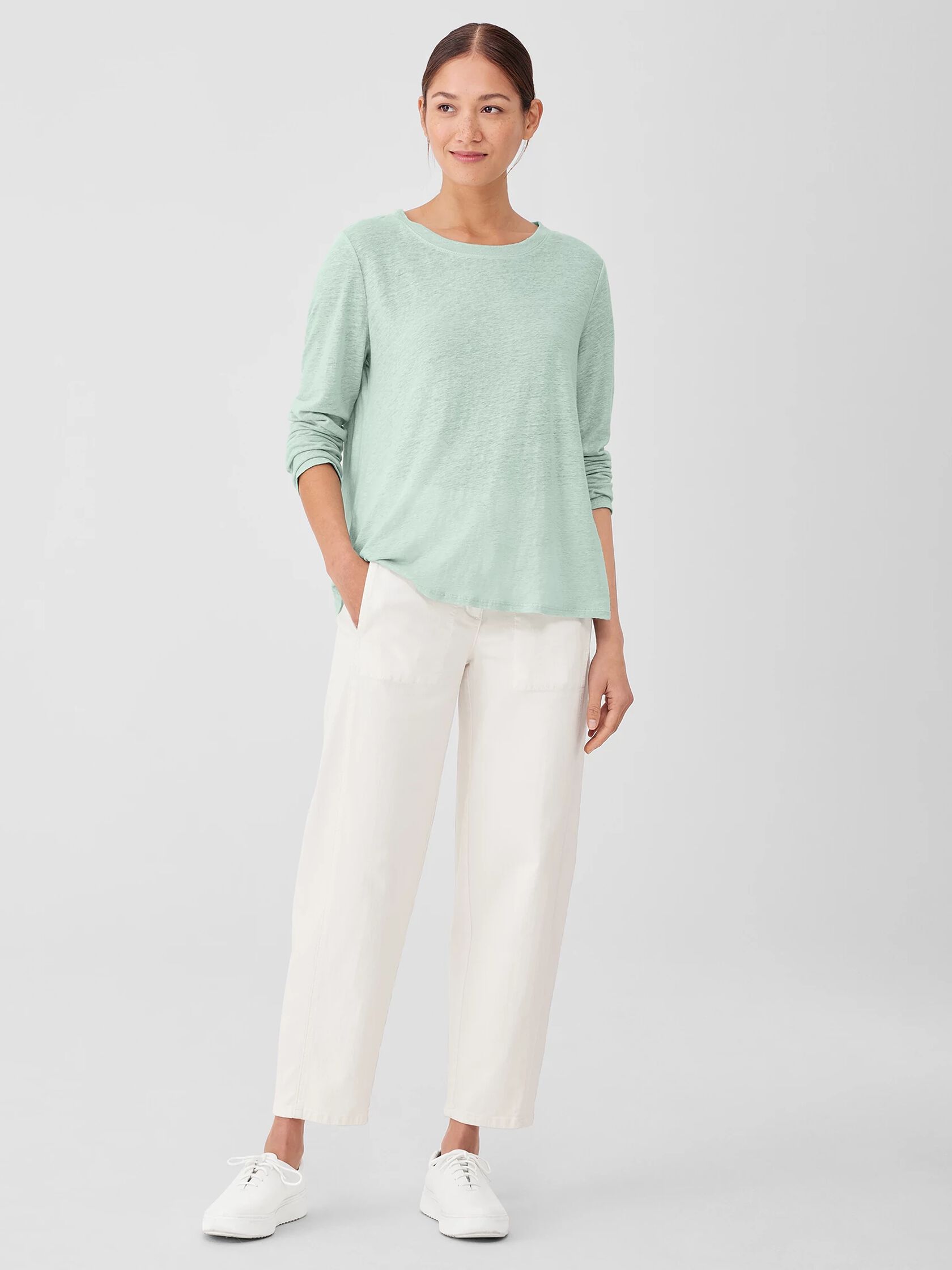 Organic Linen Jersey Crew Neck Top