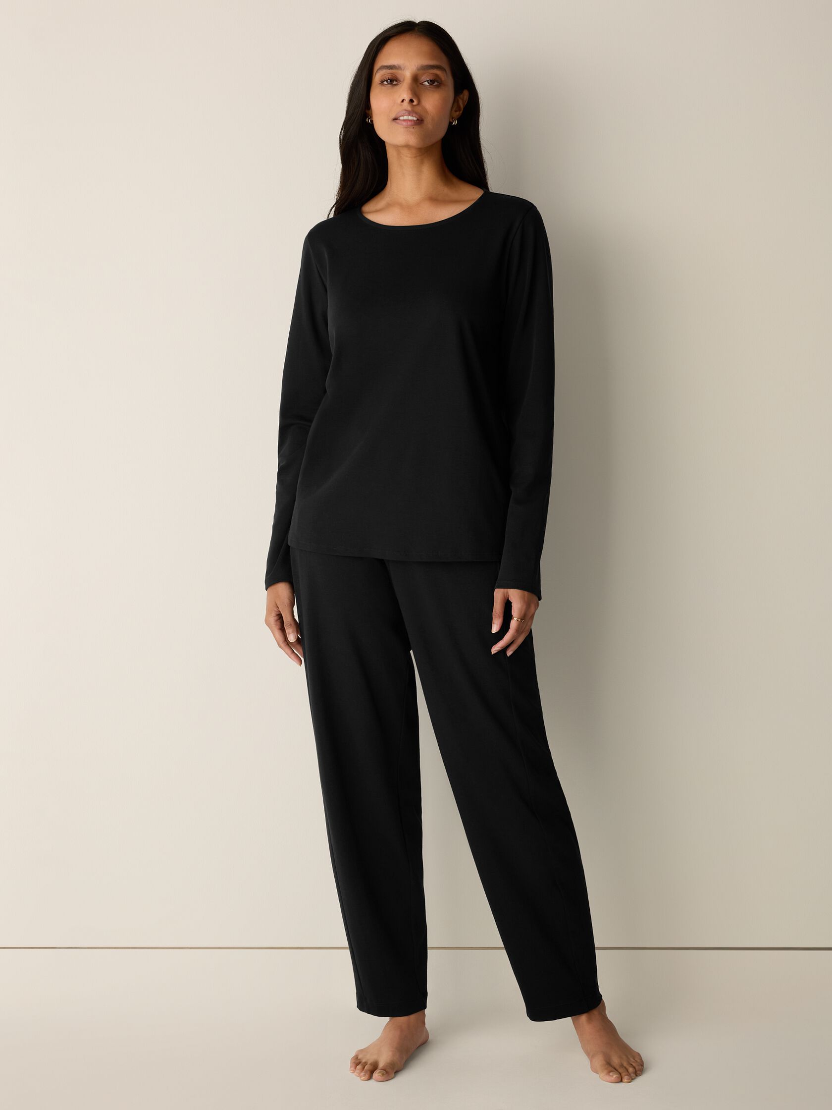 Organic Cotton Interlock Crew Neck Sleep Top