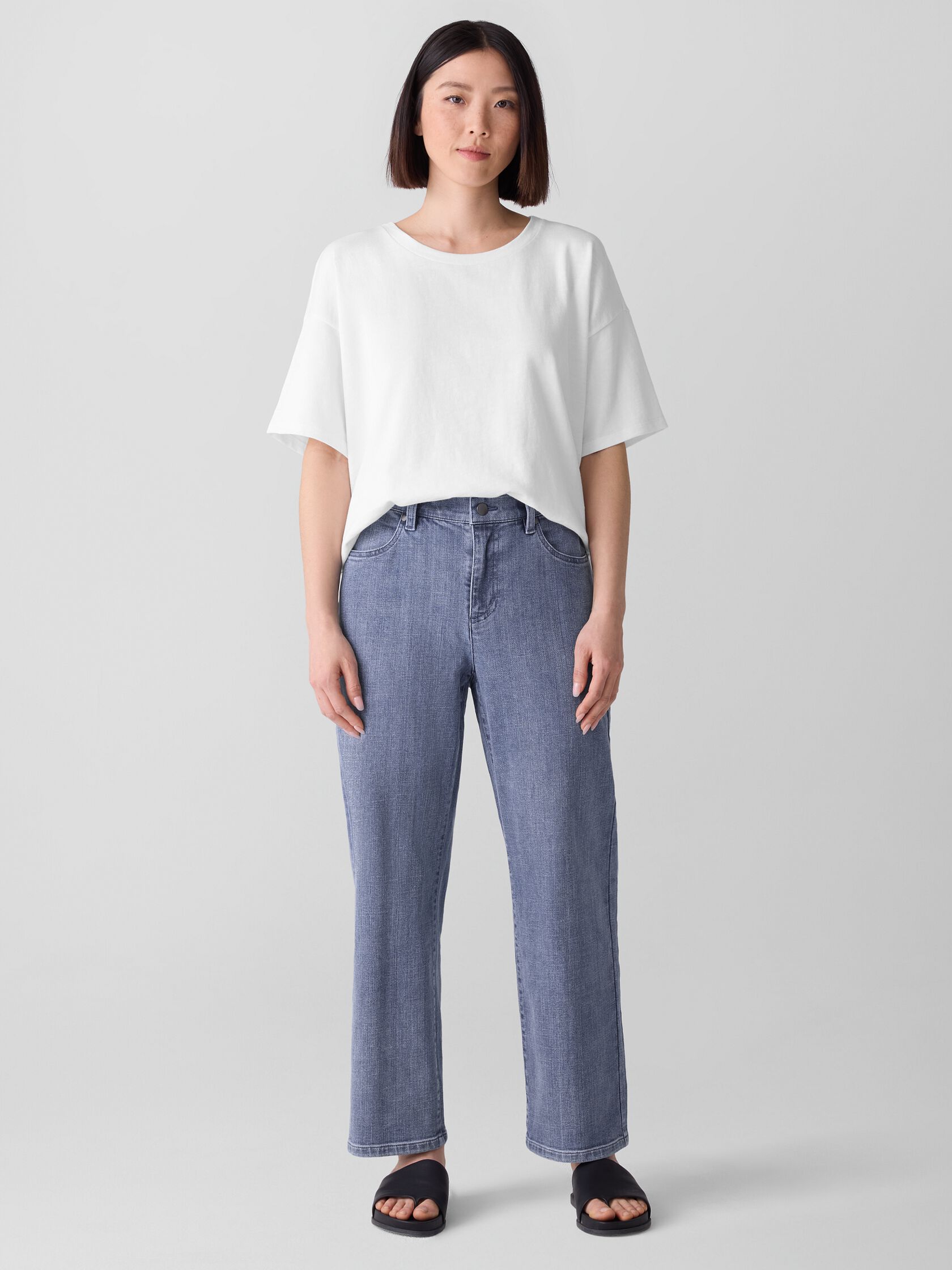 Cotton Stretch Denim Straight Jean