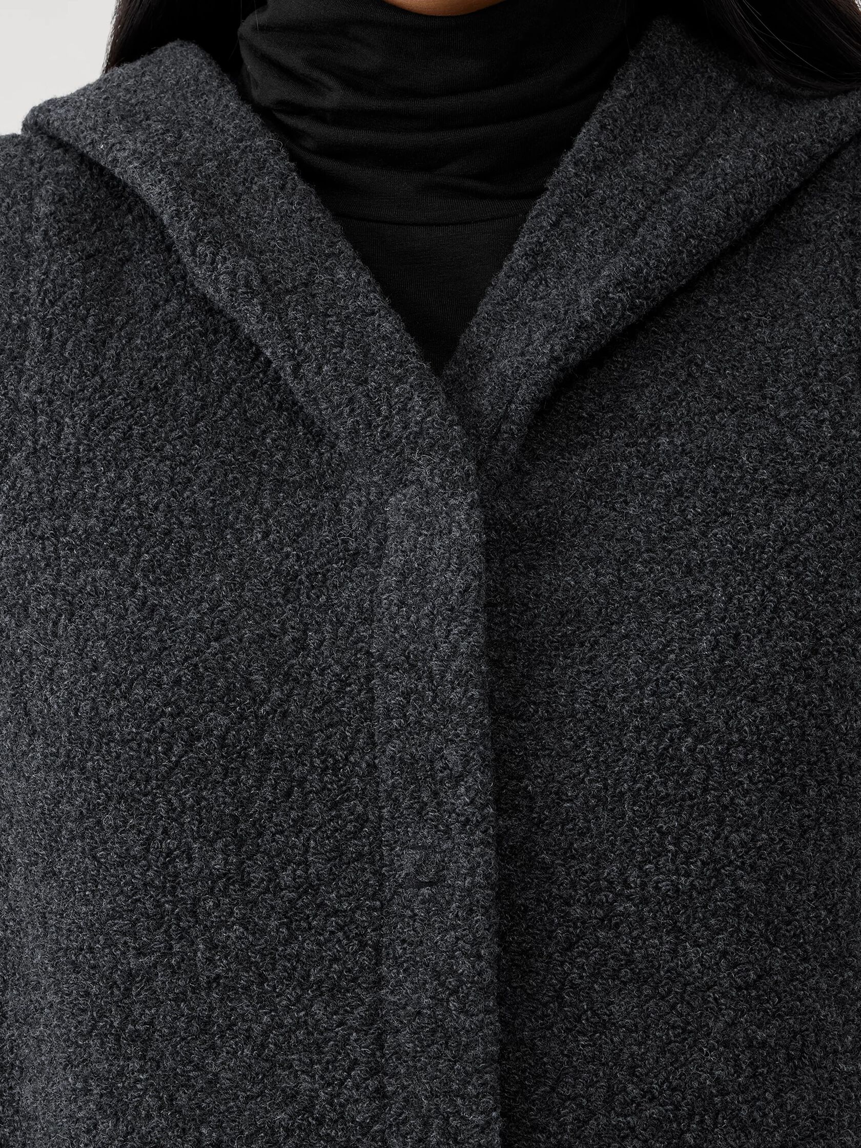 Boucle Wool Knit Hooded Vest