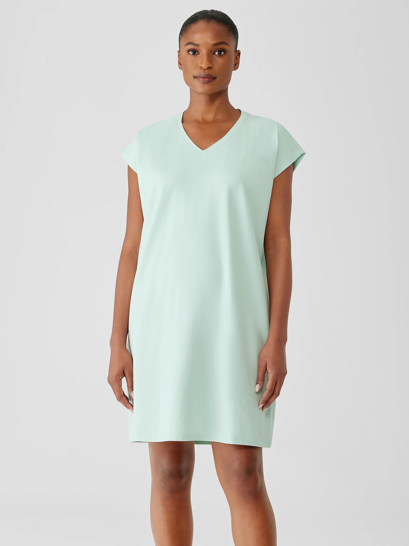 Pima Cotton Stretch Jersey V-Neck Dress