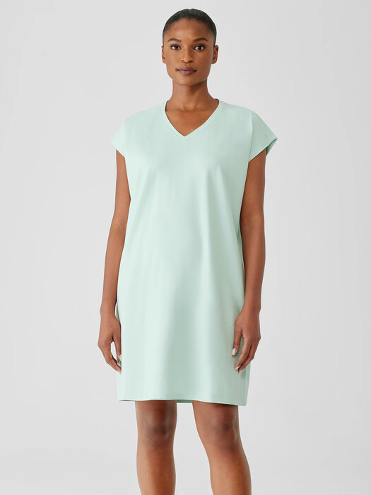 Pima Cotton Stretch Jersey V-Neck Dress | EILEEN FISHER Pima Cotton Stretch Jersey V-Neck Dress | EILEEN FISHER