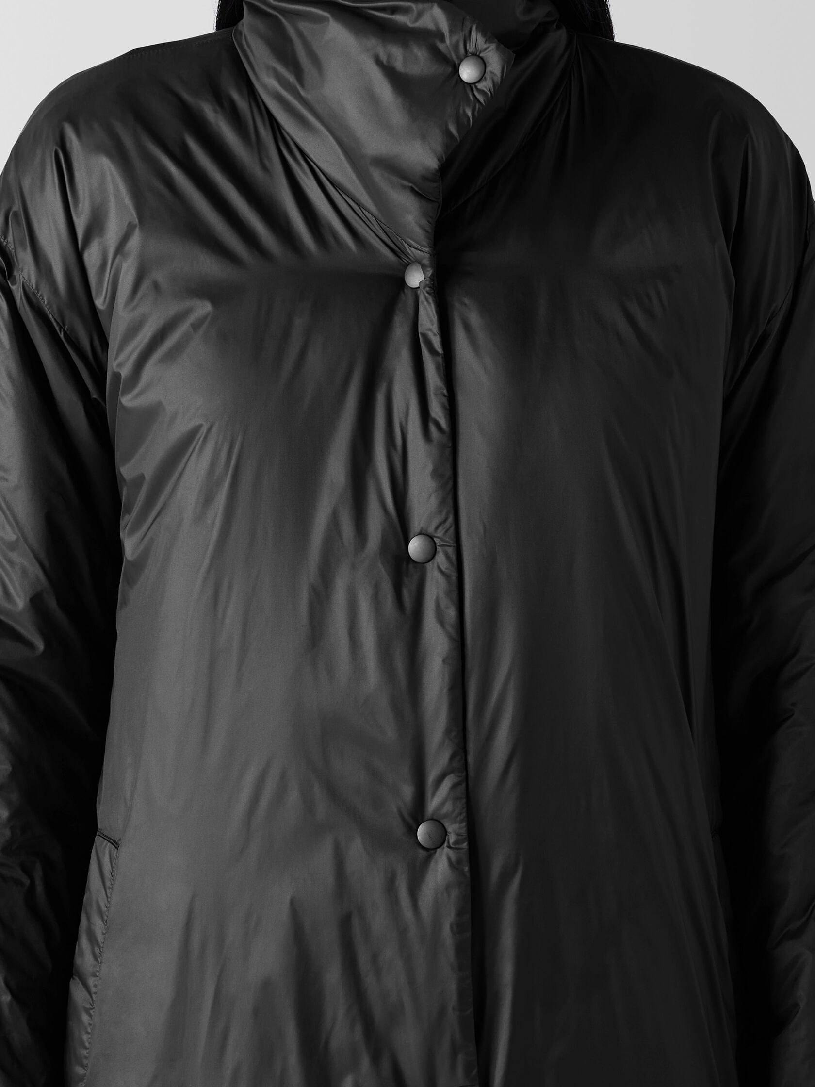 Eggshell Recycled Nylon Long Coat