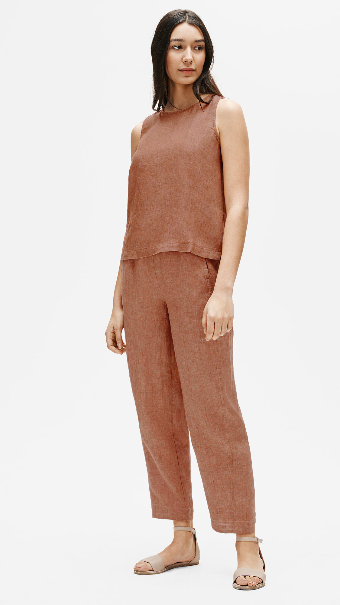 Washed Organic Linen Delave Shell EILEEN FISHER