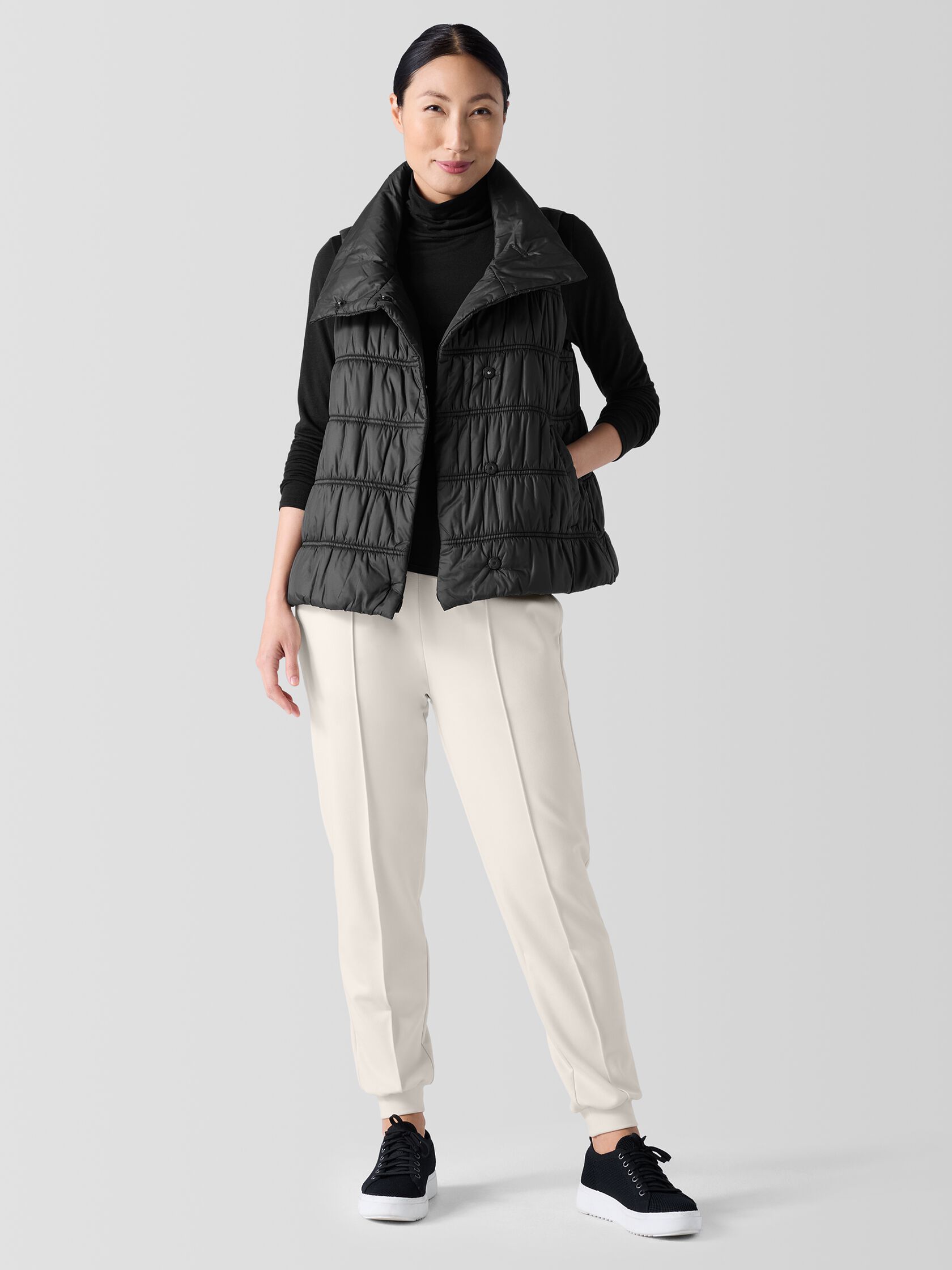 Eggshell Recycled Nylon Stand Collar Vest