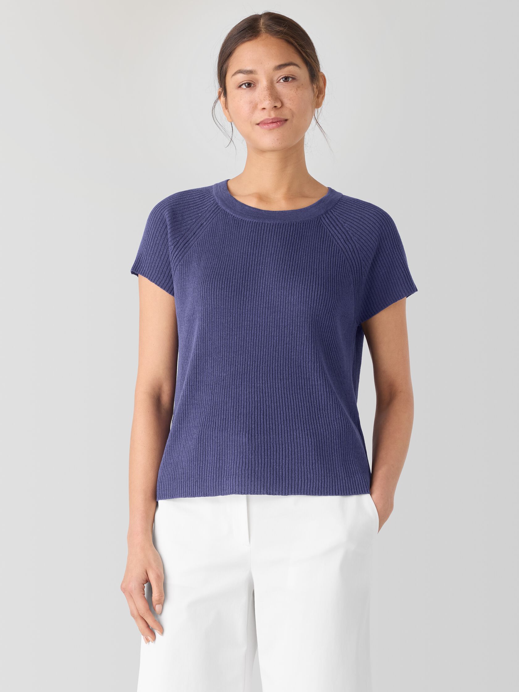 Organic Linen Cotton Jewel Neck Top