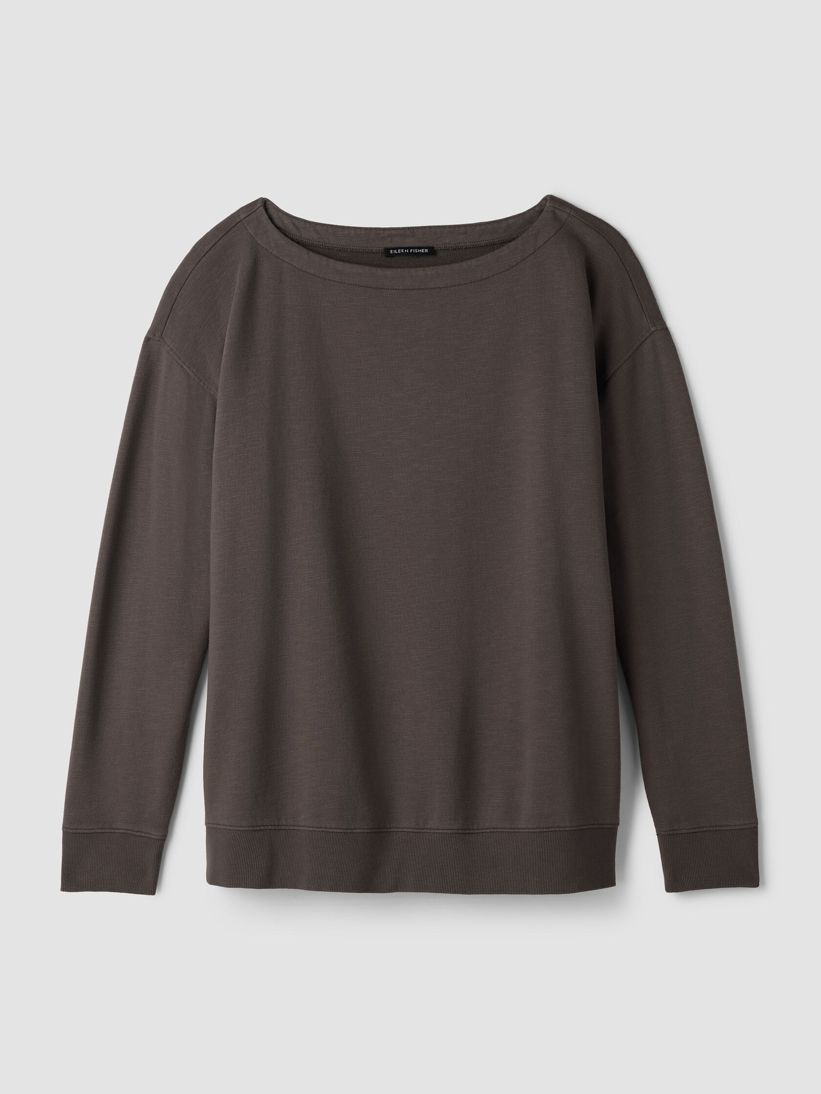 Garment-Dyed Organic Cotton Terry Bateau Neck Top