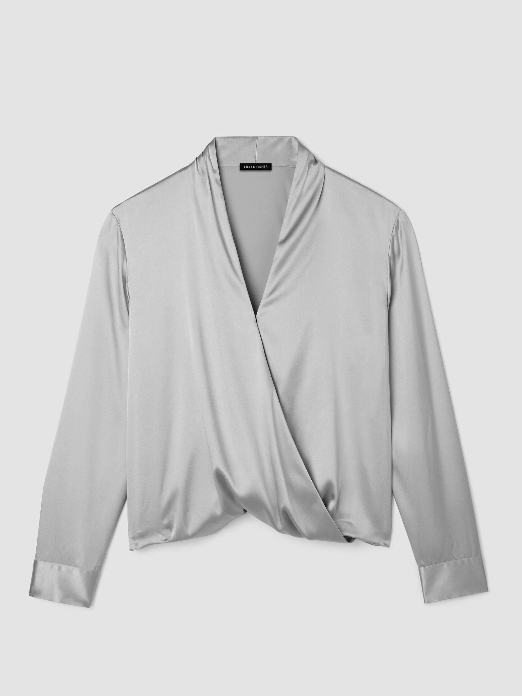 Stretch Silk Charmeuse Wrap Top