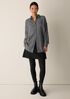 Wool Cotton Check Classic Collar Long Shirt