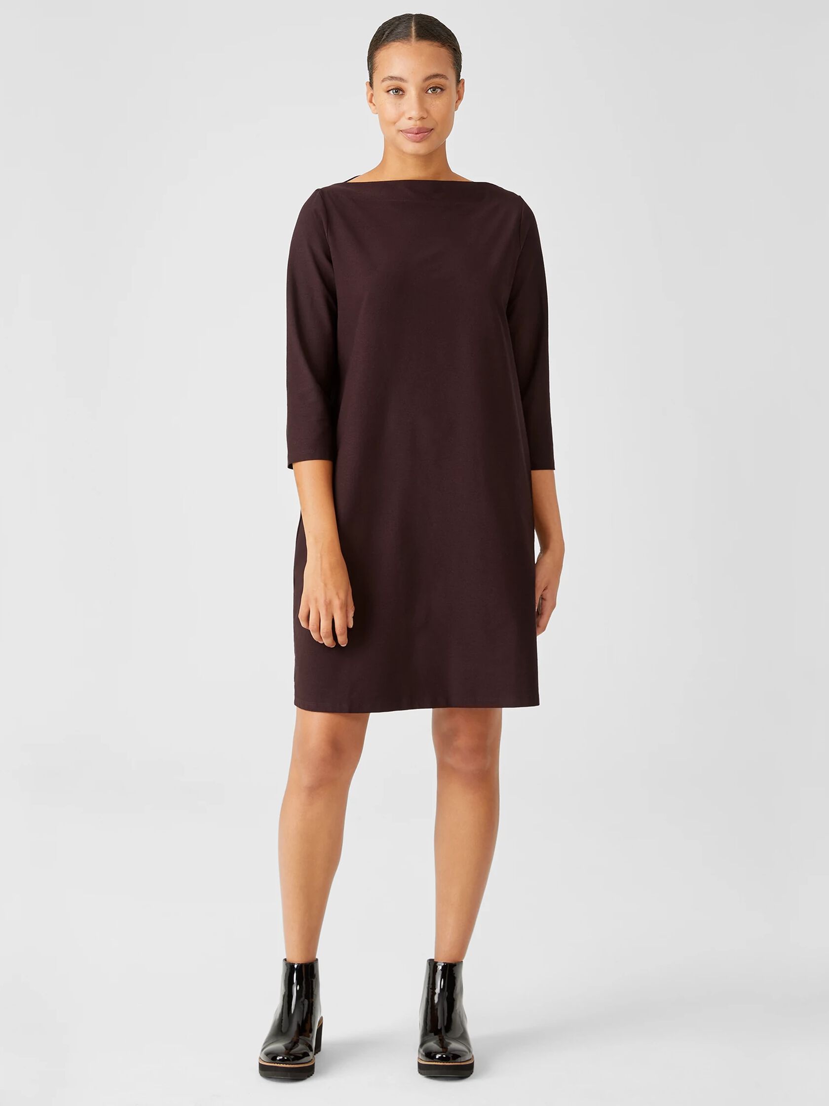 Washable Stretch Crepe Shift Dress