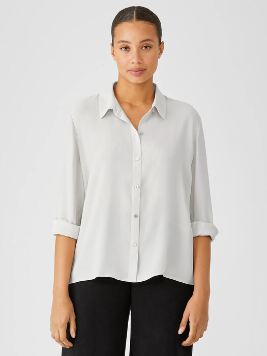 Silk Georgette Crepe Classic Collar Shirt